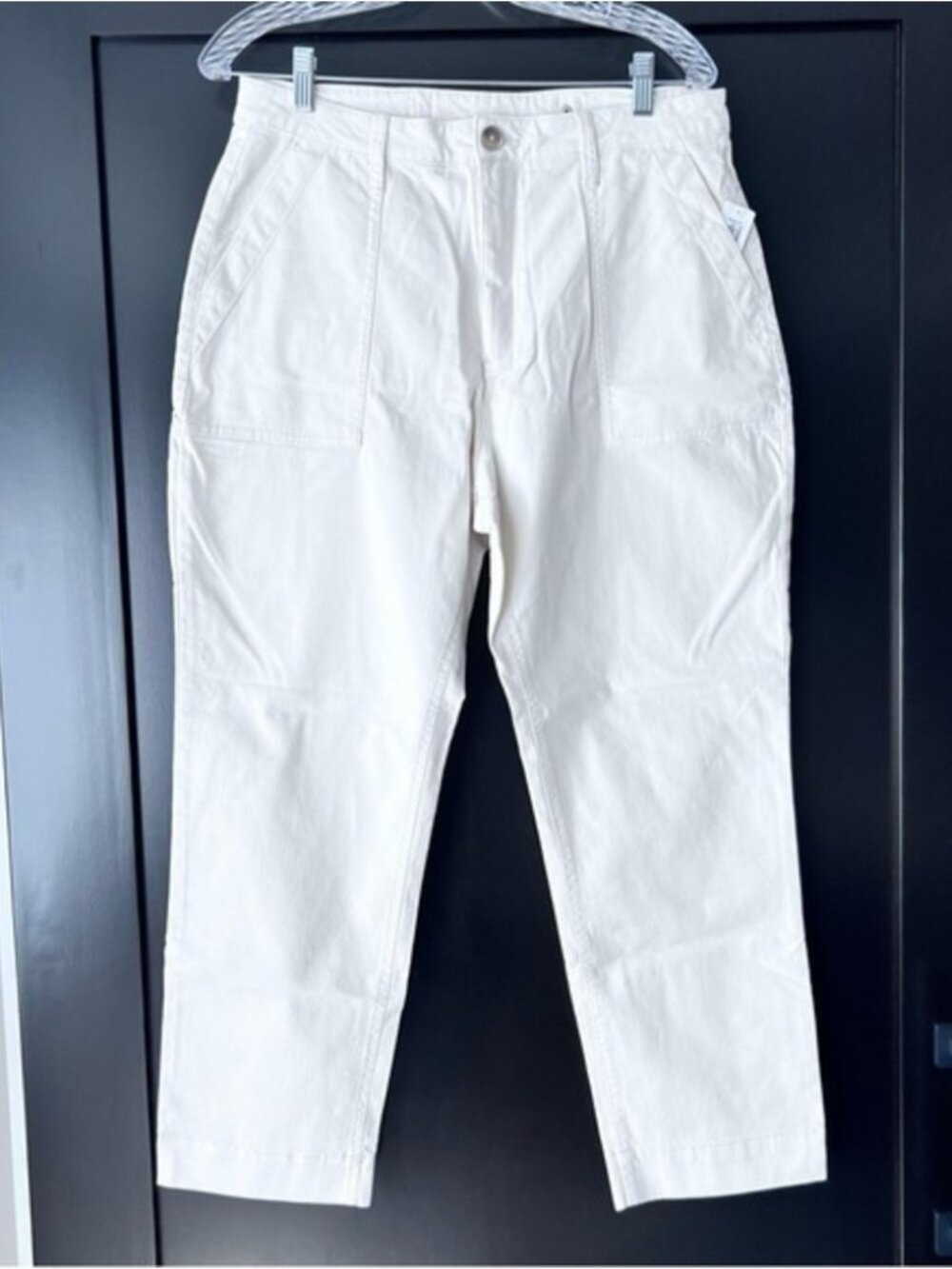 Sky high straight cream carpenter style pants